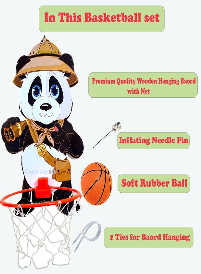 Fancy Agents Basket Ball for Kids for Boys/Girls| Basketball Portable Set with Hanging Board, Ring Net for Indoor and Outdoor Games| Birthday & Return Gift Set Standard (Panda Basketball Set) - Image 3
